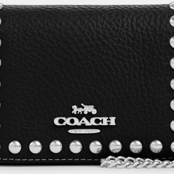 NWT Coach Outlet Mini Wallet On A Chain With Rivets - Picture 7 of 7